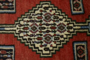 Vintage Red Geometric 3X9 Bidjar Sanneh Persian Runner Rug