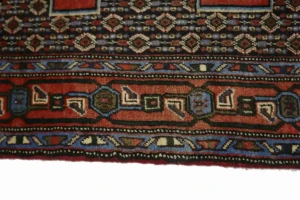 Vintage Red Geometric 3X9 Bidjar Sanneh Persian Runner Rug