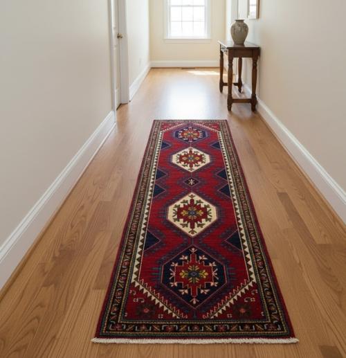 Vintage Red Tribal 4X13 Tabriz Persian Runner Rug