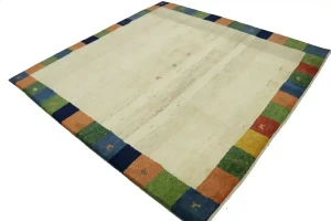 Cream Tribal 7X7 Gabbeh Persian Square Rug