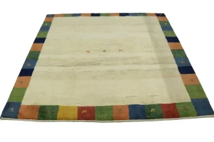 Cream Tribal 7X7 Gabbeh Persian Square Rug