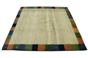 Cream Tribal 7X7 Gabbeh Persian Square Rug
