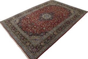 Vintage Red Traditional 9X13 Kashan Persian Rug