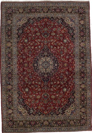 Vintage Red Traditional 9X13 Kashan Persian Rug