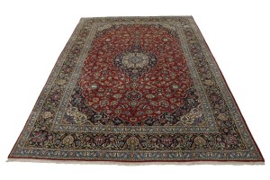 Vintage Red Traditional 9X13 Kashan Persian Rug