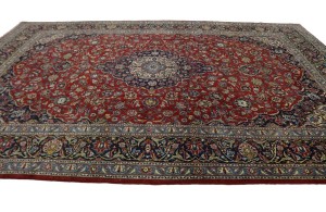 Vintage Red Traditional 9X13 Kashan Persian Rug