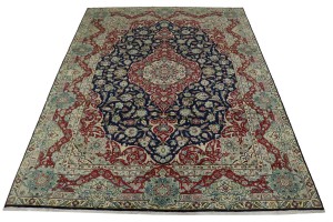 Vintage Dark Navy Traditional 10X13 Isfahan Persian Rug