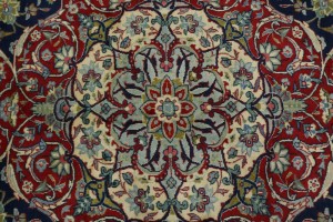 Vintage Dark Navy Traditional 10X13 Isfahan Persian Rug