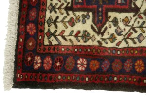 Vintage Ivory Geometric 3X12 Karajeh Persian Runner Rug