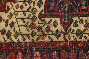 Vintage Ivory Geometric 3X12 Karajeh Persian Runner Rug