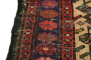 Vintage Ivory Geometric 3X12 Karajeh Persian Runner Rug