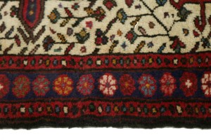 Vintage Ivory Geometric 3X12 Karajeh Persian Runner Rug