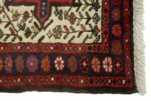 Vintage Ivory Geometric 3X12 Karajeh Persian Runner Rug