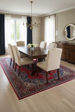 Vintage Orange-red Floral 7' x 11' Mahal Persian Rug