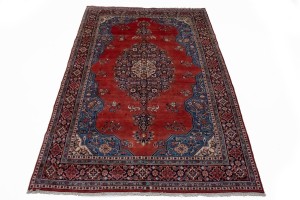 Vintage Orange-red Floral 7X11 Mahal Persian Rug