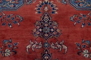 Vintage Orange-red Floral 7X11 Mahal Persian Rug