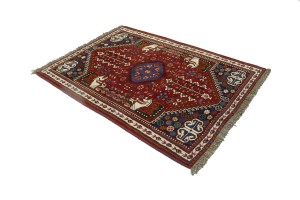 Red Tribal 4X5 Shiraz Persian Wool Rug