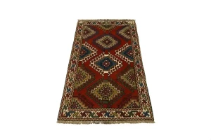 Dark Orange Tribal 3X6 Ghoochan Persian Wool Rug