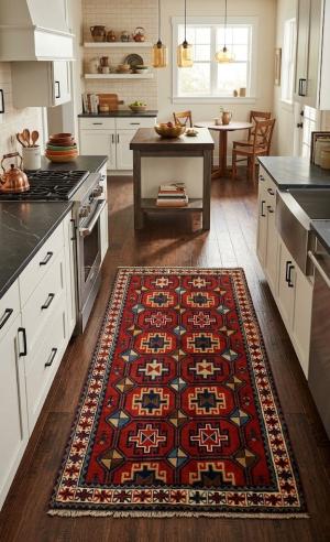 Orange-red Tribal 4' x 6' Ghoochan Persian Rug