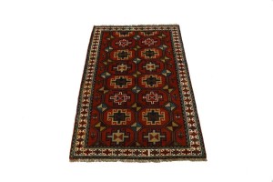 Orange-red Tribal 4X6 Ghoochan Persian Rug