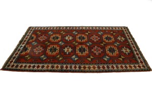 Orange-red Tribal 4X6 Ghoochan Persian Rug