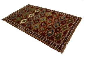 Red Tribal 4X6'5 Ghoochan Persian Rug