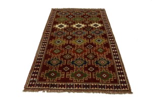 Red Tribal 4X6'5 Ghoochan Persian Rug