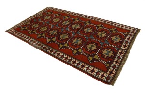 Orange-red Tribal 4X7 Ghoochan Persian Rug