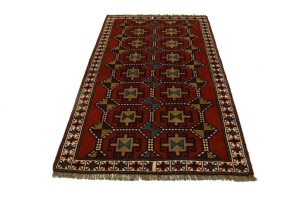 Orange-red Tribal 4X7 Ghoochan Persian Rug