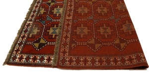 Orange-red Tribal 4X7 Ghoochan Persian Rug