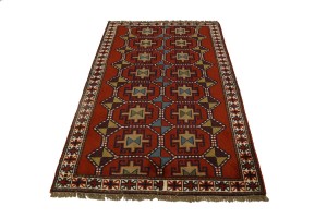 Orange-red Tribal 4X7 Ghoochan Persian Rug