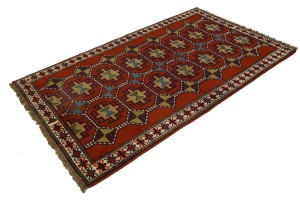 Orange-red Tribal 4X7 Ghoochan Persian Rug