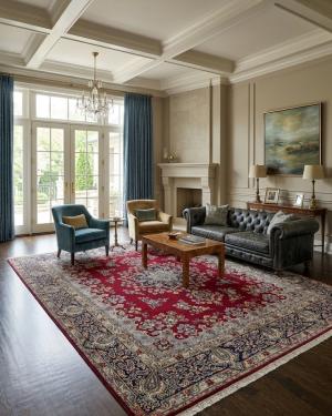 Semi Antique Red Classic 10' x 13' Kerman Persian Wool Rug