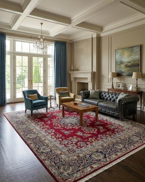 Semi Antique Red Classic 10' x 13' Kerman Persian Wool Rug