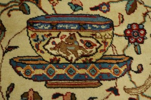 Semi Antique Cream Pictorial 10X14 Tabriz Persian Rug