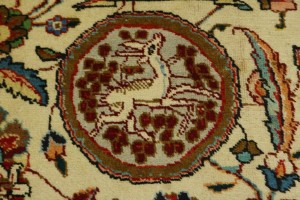 Semi Antique Cream Pictorial 10X14 Tabriz Persian Rug