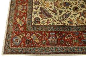 Semi Antique Cream Pictorial 10X14 Tabriz Persian Rug