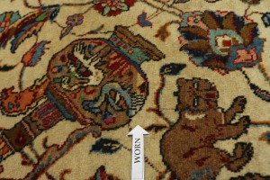 Semi Antique Cream Pictorial 10X14 Tabriz Persian Rug