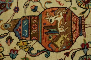 Semi Antique Cream Pictorial 10X14 Tabriz Persian Rug