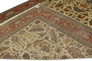 Semi Antique Cream Pictorial 10X14 Tabriz Persian Rug