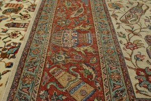 Semi Antique Cream Pictorial 10X14 Tabriz Persian Rug
