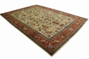 Semi Antique Cream Pictorial 10X14 Tabriz Persian Rug
