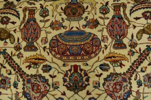 Semi Antique Cream Pictorial 10X14 Tabriz Persian Rug