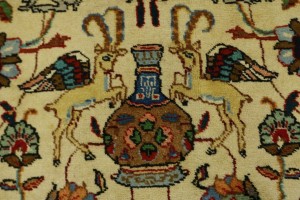 Semi Antique Cream Pictorial 10X14 Tabriz Persian Rug