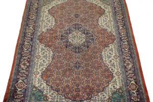 Orange Vintage Floral Geometric 4'5X6'7 Mahal Persian Oriental Rug