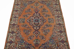 Vintage Rusty Peach Traditional 4X7 Sarouk Persian Rug