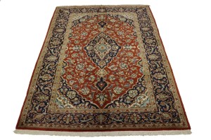 Vintage Red Traditional 4'8X6'5 Kashan Persian Rug