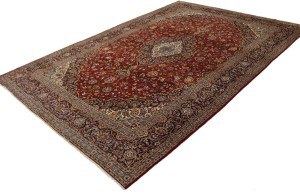 Vintage Red Traditional 10X15 Kashan Persian Rug