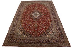 Vintage Red Traditional 10X15 Kashan Persian Rug