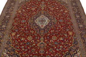 Vintage Red Traditional 10X15 Kashan Persian Rug